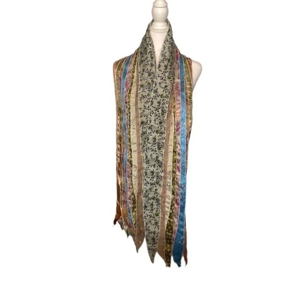 Boho Whimsical 100% Silk Layered‎ Scarf - Picture 1 of 7